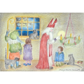 Kaart - Sint Nicolaas steekt de adventkaars aan