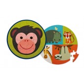 24-delige ronde dubbelzijdige Puzzel - Aap & Vrienden (Monkey Friends)