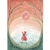 Ansichtkaart - Girl With Moon Balloon